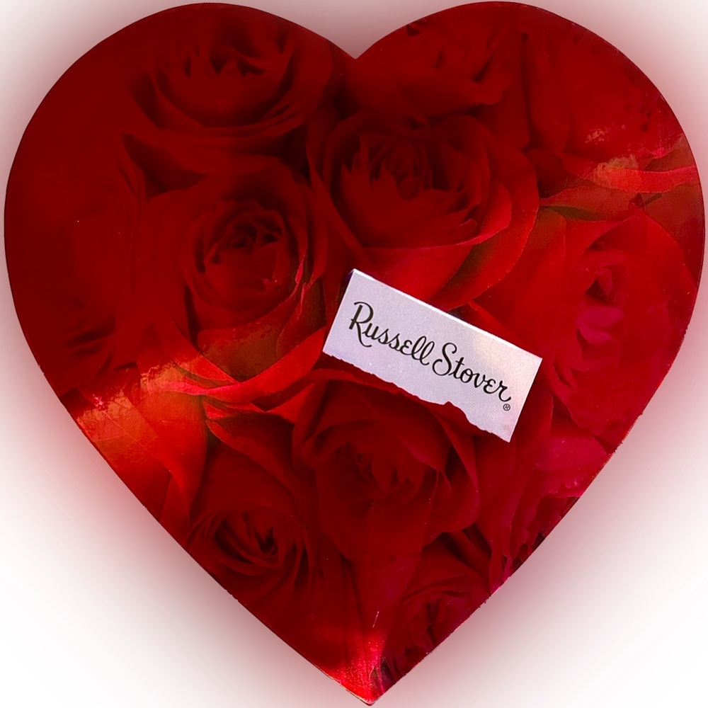 RUSSELL STOVER VALENTINE HEART ROSE PRINT CHOCOLATE BOX 11 in SPECIAL GIFT DECOR